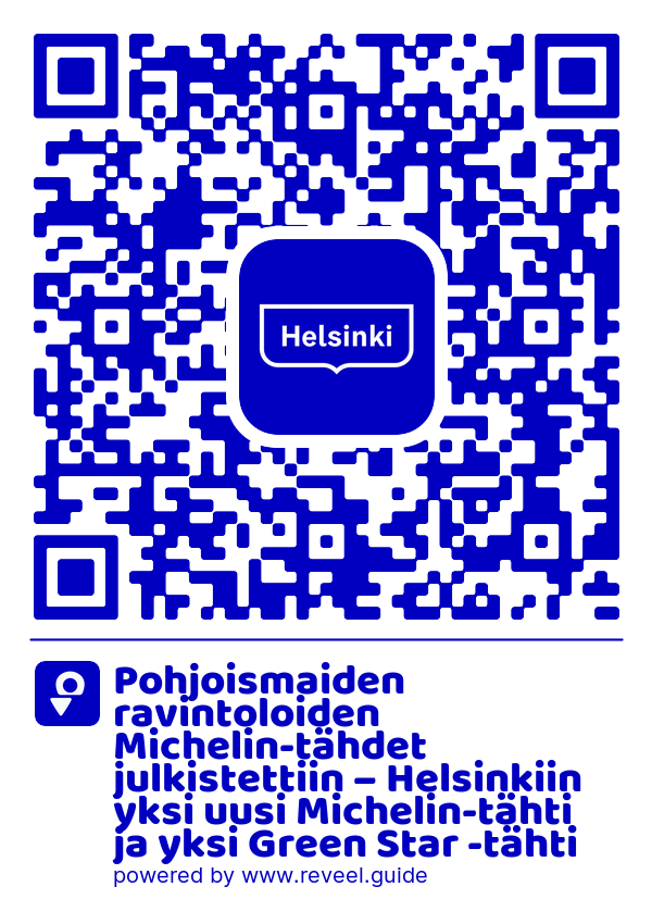 Image of the QR linking to the Michelin stars announced for Nordic restaurants - one new Michelin star and one Green Star for Helsinki