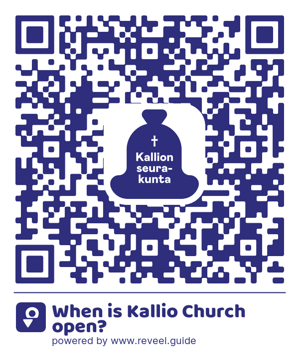 Image of the QR linking to the When is Kallio Church open?