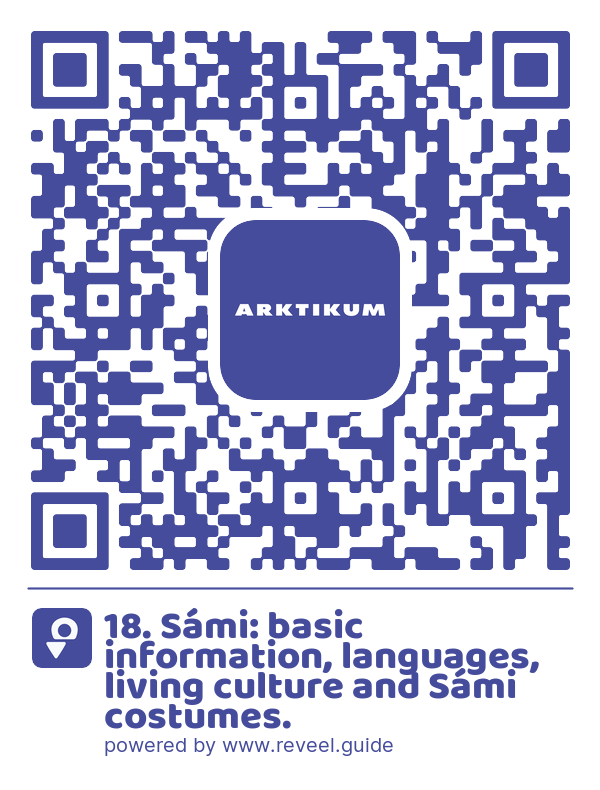 Image of the QR linking to the 18. Sámi: basic information, languages, living culture and Sámi costumes.
