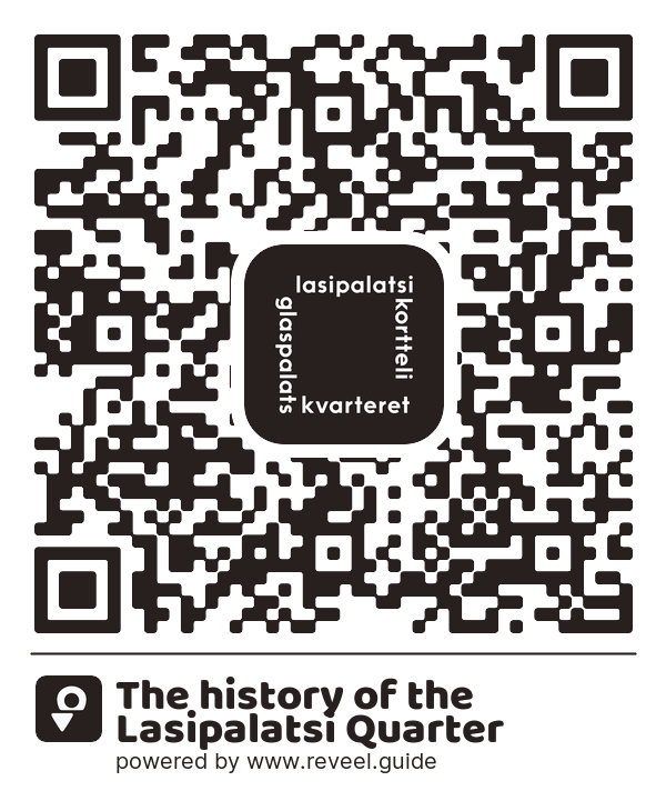 Image of the QR linking to the The history of the Lasipalatsi Quarter