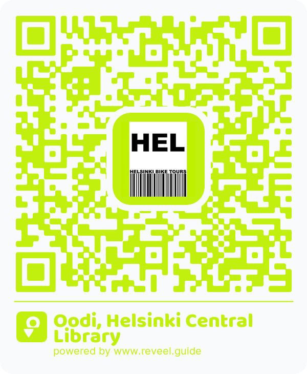 Image of the QR linking to the Oodi, Helsinki Central Library