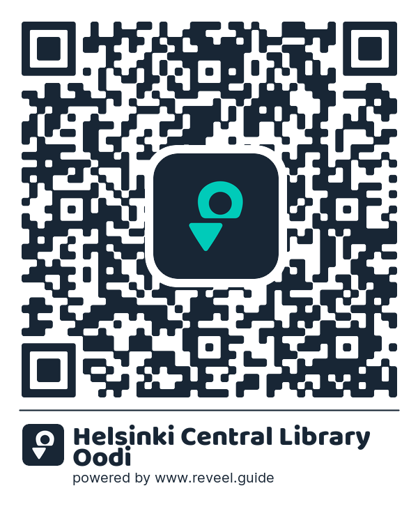 Image of the QR linking to the Helsinki Central Library Oodi