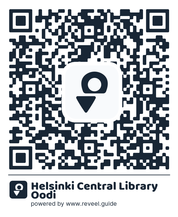 Image of the QR linking to the Helsinki Central Library Oodi