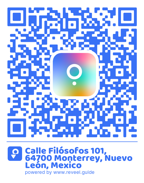 Image of the QR linking to the 101 Filósofos Street, 64700 Monterrey, Nuevo León, Mexico