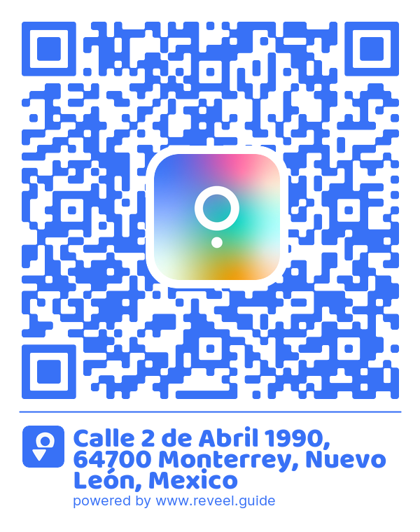 Image of the QR linking to the 1990 2 de Abril Street, 64700 Monterrey, Nuevo Leon, Mexico