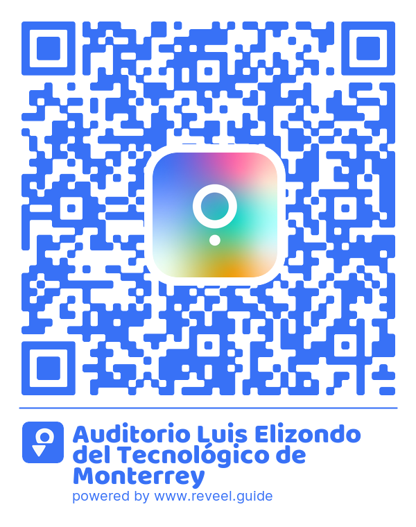 Image of the QR linking to the Luis Elizondo Auditorium of the Tecnológico de Monterrey