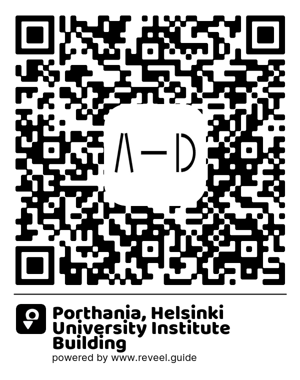 Image of the QR linking to the Porthania, Helsinki University Institute Building