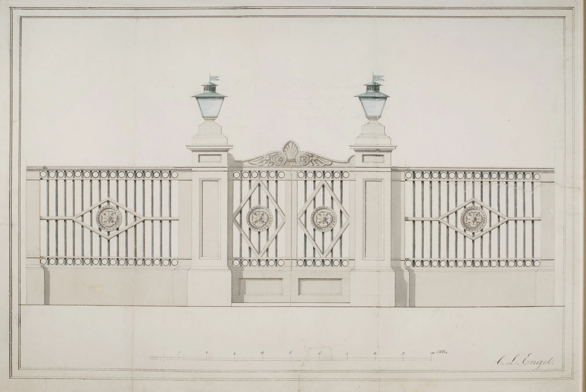 C.L.Engel's drawing of the gate at Hämeenkatu 30. Picture: Ett Hem/Vesa Aaltonen.