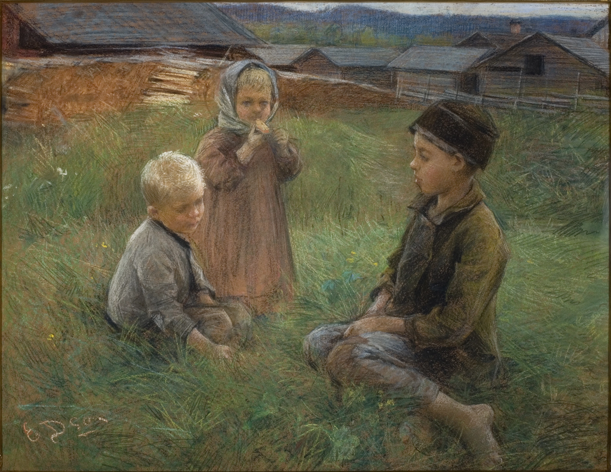 Elin Danielson-Gambogi, Three children on a meadow